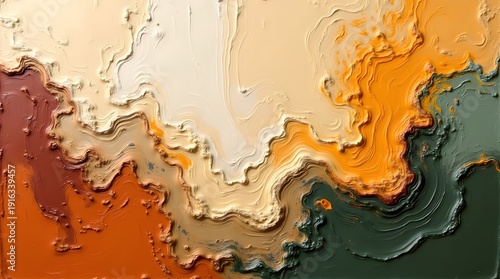 Abstract art featuring flowing textures and warm earth tones, creating a harmonious and dynamic visual experience.