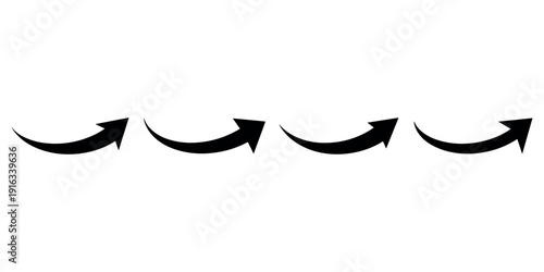 Four curved right pointing arrows representing flow or progression sequence