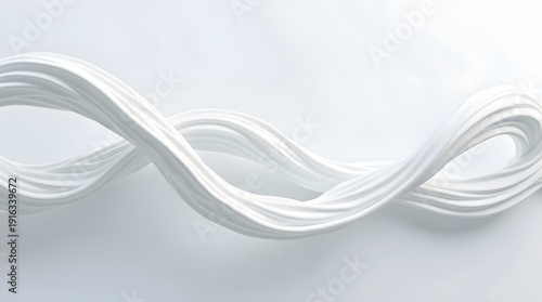 Abstract flowing white ribbon creates a sense of elegance and simplicity in a minimalist design.