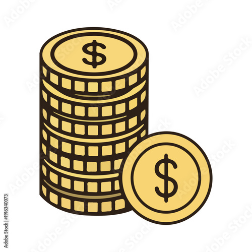 Stack of Gold Coins with Dollar Sign