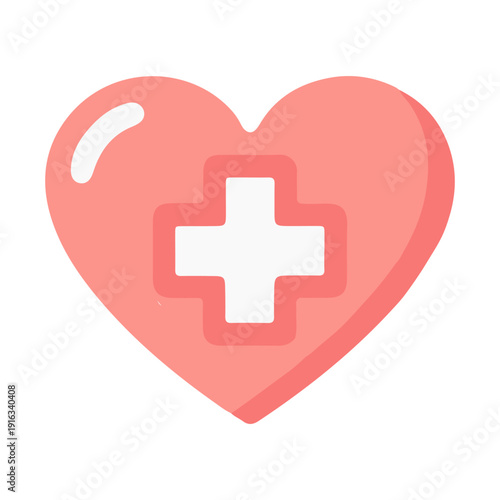 Pink Heart with Medical Cross Icon