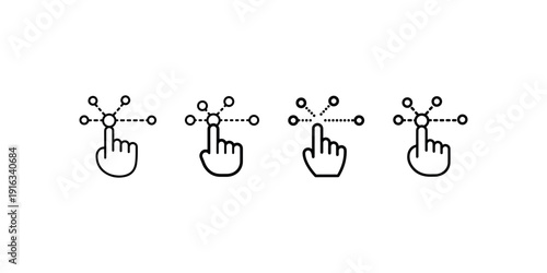 Human hand cursor icons set with connecting dots and network lines for interactive interface design digital technology and user experience concepts art