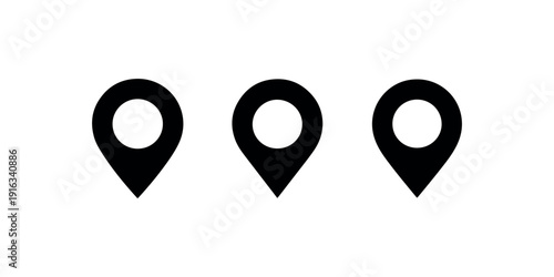 Map pin pointer icons set for navigation and location tracking services in mobile applications and web design projects on clean white background elements