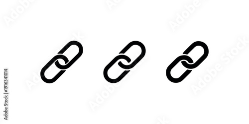 Link chain icon set vector isolated on white background representing connection and hyperlink symbols for website interface and digital technology projects