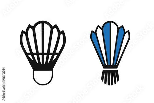 Badminton shuttlecock icons isolated silhouette