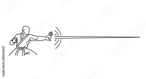 Karate Master Unleashes Energy Blast from Hand, Martial Arts Power Concept