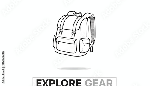 Line Art Backpack Icon for Outdoor Adventure and Travel Gear