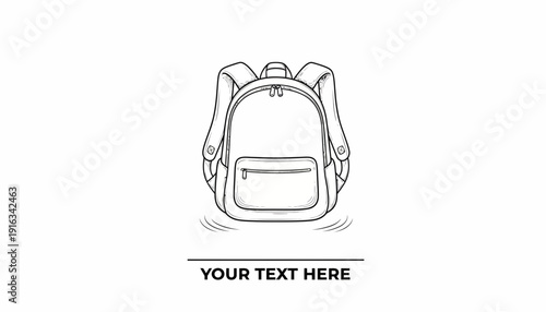 Hand-drawn backpack illustration with customizable text area