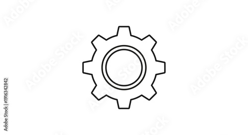 Gear Icon Outline, Cogwheel Symbol, Mechanical Engineering, Industry and Technology Concept