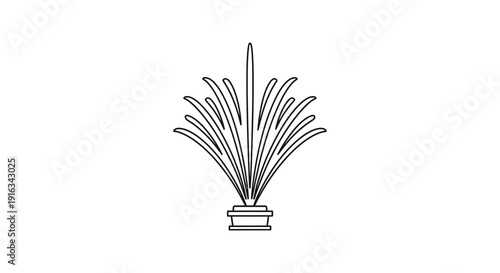 Elegant Botanical Illustration: Stylized Plant in a Pot, Line Art