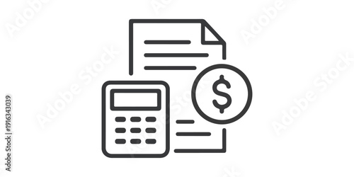 A black calculator and mobile phone rest on an office desk near money, representing financial accounting technology and business mathematics through plastic buttons and digital displays