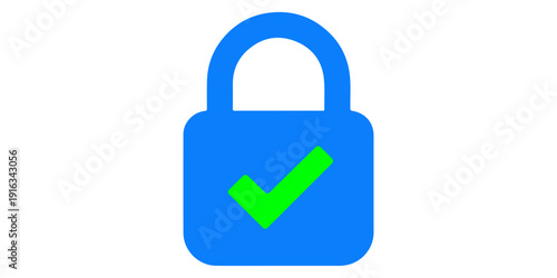 Glossy blue security button featuring a vector lock and key icon symbol for safe internet access and computer login protection