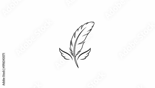 Elegant Feather with Wings Logo Design, Symbol of Freedom, Creativity, and Inspiration