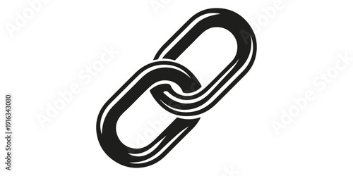 A 3d silver metal paper clip isolated on white, styled as a strong steel carabiner link for climbing and safety to symbolise a secure connection