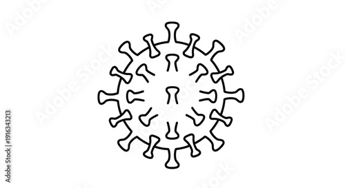 Coronavirus Icon, Covid-19 Symbol, Virus Microbe Outline Graphic