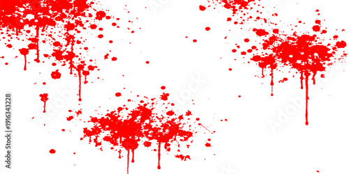 A grungy red paint splash and ink splat vector illustration featuring a textured liquid drip pattern with artistic blood spray stains for a dirty design decoration