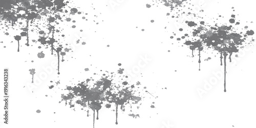 A black grunge ink splat background with a vector floral leaf pattern and silhouette tree texture creates a dirty liquid paint spray frame for an artistic nature illustration design
