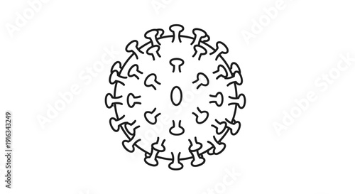 Coronavirus Icon, Simple Line Art Illustration of Virus Particle