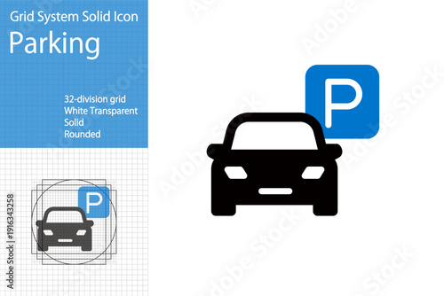 Car parking icon, car parked in parking lot