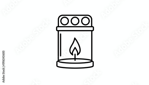 Candle Lantern Icon, Vector Illustration of a Grave Candle