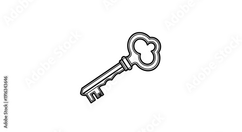 Antique Skeleton Key Illustration - Vintage Lock Opener
