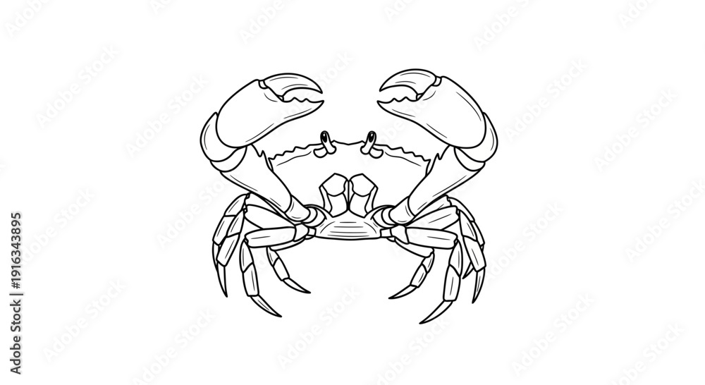Fototapeta premium Black and White Crab Illustration - Vector Art