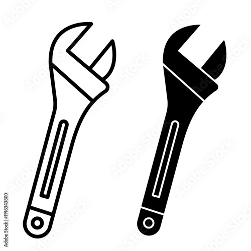 Adjustable wrench icons pack. vector illustrations designs