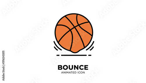 Basketball Bounce Animated Icon: Dynamic Motion Graphic for Sports and Games