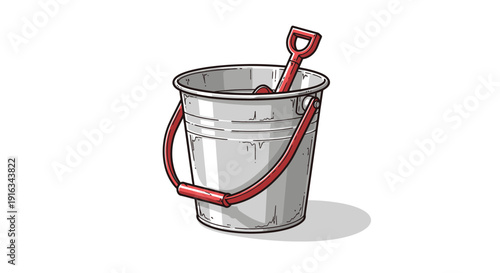 Beach Bucket and Spade Illustration - Summer Fun and Outdoor Play