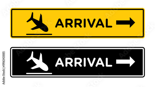 Airport arrival signs pack. vector illustrations designs