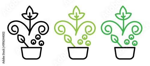 Berry shrubs and vines icons pack. vector illustrations designs