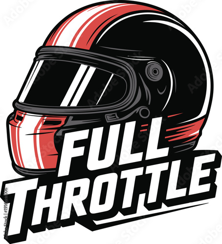 A racing helmet with the words Full Throttle written below it