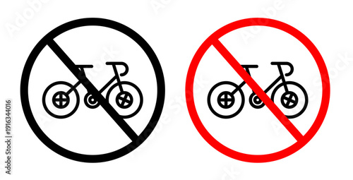 Bicycle prohibition signs pack. vector illustrations designs