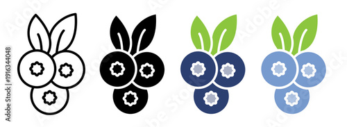 Blueberry icons pack. vector illustrations designs