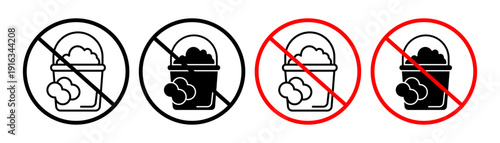 Cleaning bucket with sponge signs pack. vector illustrations designs