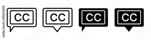 Closed caption icons pack. vector illustrations designs