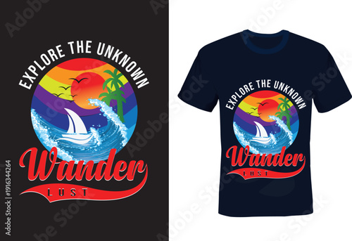 Wanderlust Explore The Unknown Retro Summer T-Shirt