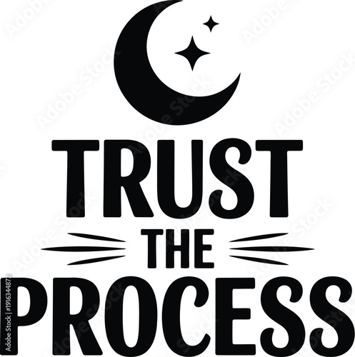 A motivational poster with a crescent moon and stars design