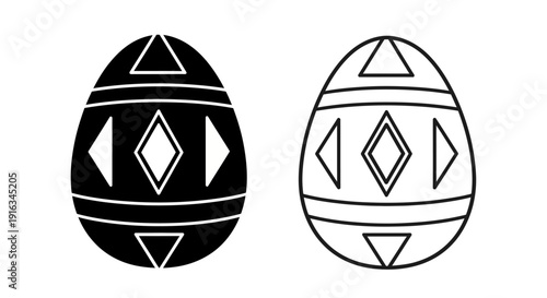 Elegant black and white easter egg design with geometric patterns Vector