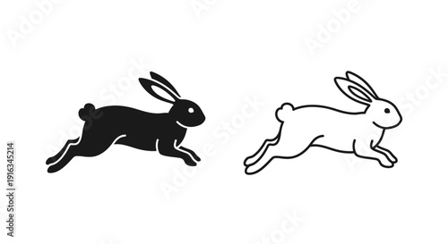 Black and white rabbit silhouette vector illustration for design Vector