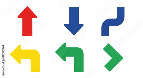 Free Download Set of Simple Directional Arrows in Primary Colors for Navigation and UI Design - GFXLoad