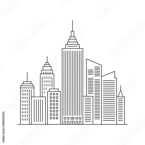 A modern cityscape with sleek skyscrapers and urban architecture