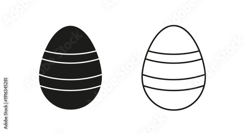 Easter eggs illustration set, minimalist design, vector art, black and white Vector