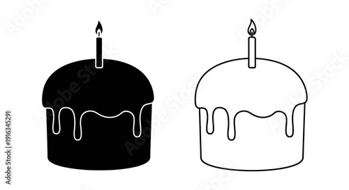 Chocolate and vanilla birthday cake with candles illustration Vector