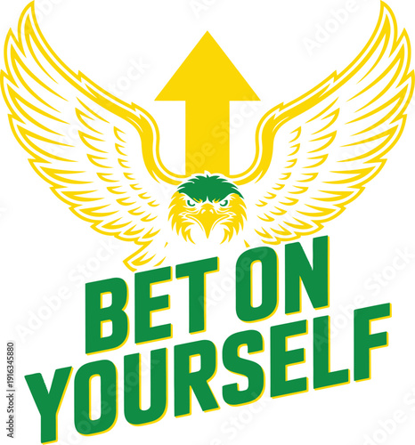 A motivational quote with an eagle and arrow graphic design