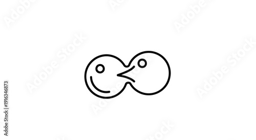 Abstract Icon: Two Faces Intertwined, One Smiling, One Biting