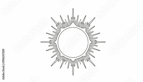 Abstract Sunburst Emblem, Geometric Starburst Frame, Radiant Geometric Design