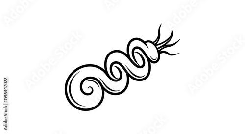 Abstract Swirl Design with Tentacles - Black and White Line Art