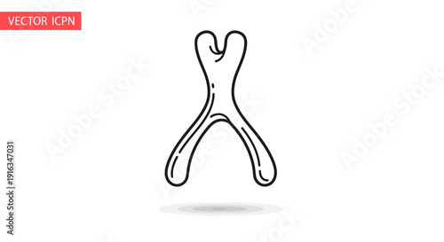 Wishbone icon, vector illustration, simple black and white line art, symbol of luck and good fortune