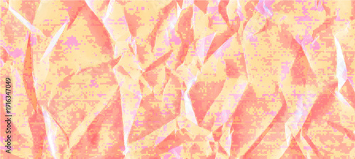 Background of crumpled paper with glitch effect.